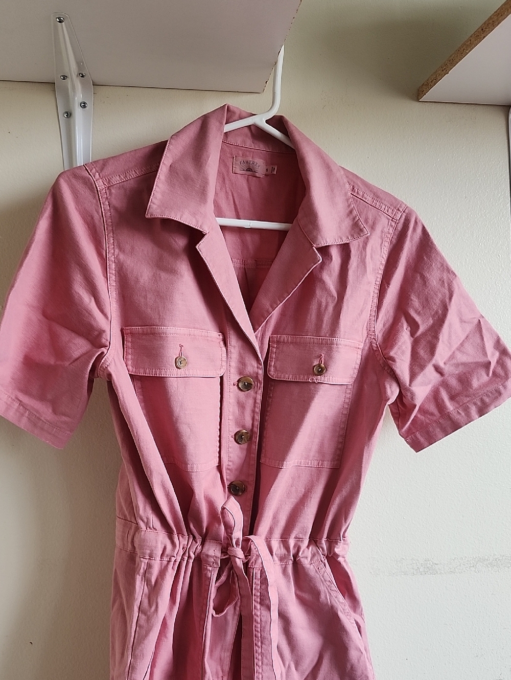 Faherty Pink Utility Short-Sleeve Jumpsuit - Picture 5 of 8